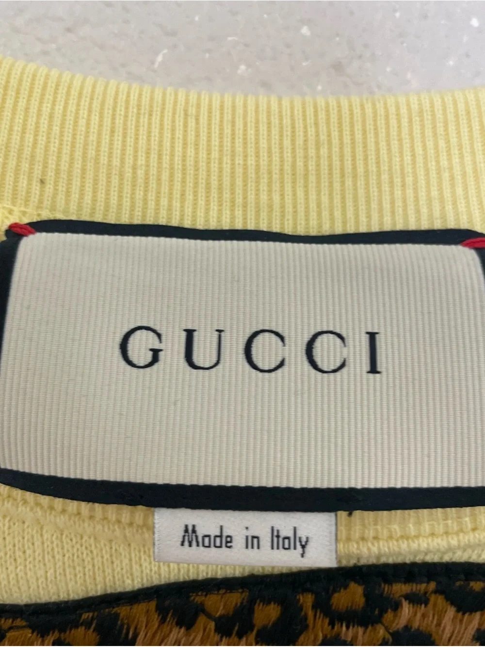 Gucci Yellow Crewneck Sweatshirt with Leaping Jaguar Graphic